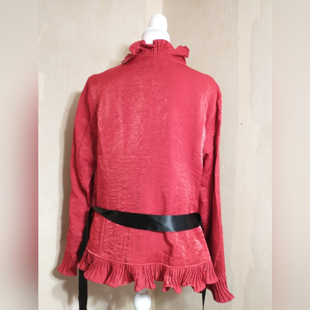 Jerry T Ruffled Red Jacket - Picture 10 of 11
